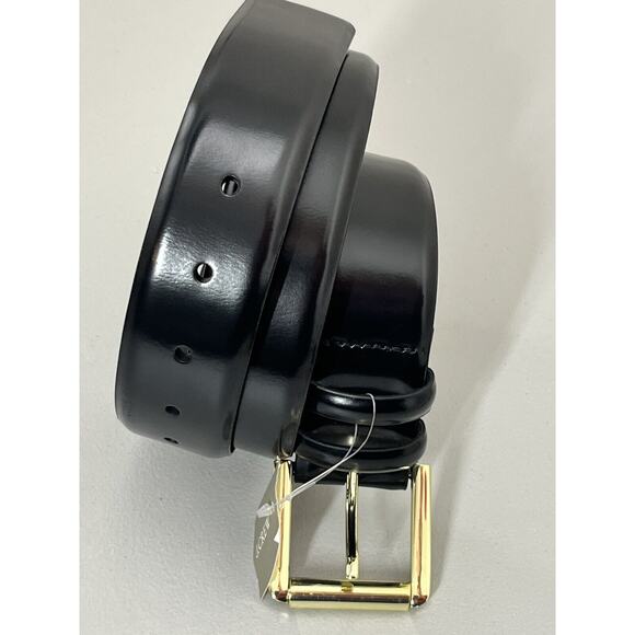 J Crew Wide Belt in Spazzolato Leather Womens Small Black Gold Roller Buckle - Picture 2 of 6